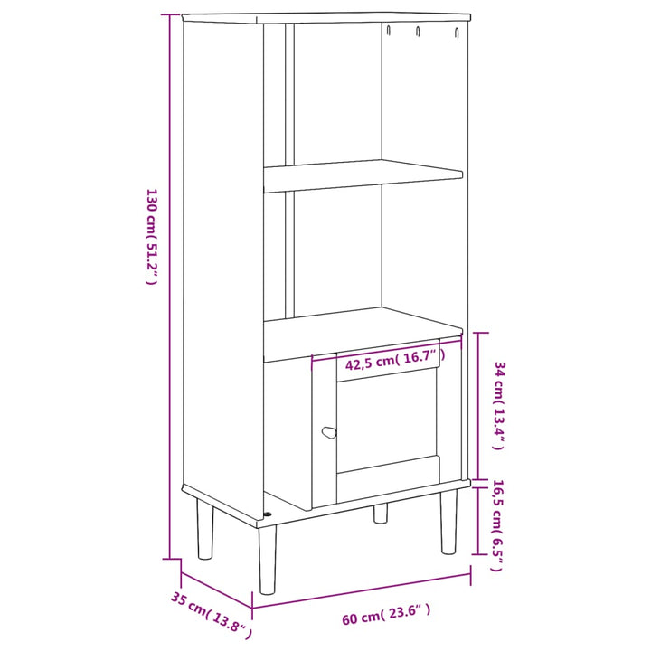 Bibliotecă Senja Aspect Ratan 60X35X130 Cm Lemn Masiv Pin