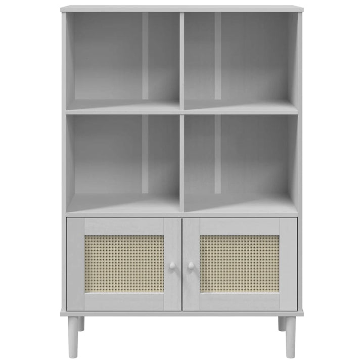 Bibliotecă Senja, Aspect Ratan , 90X35X130 Cm Lemn Masiv Pin