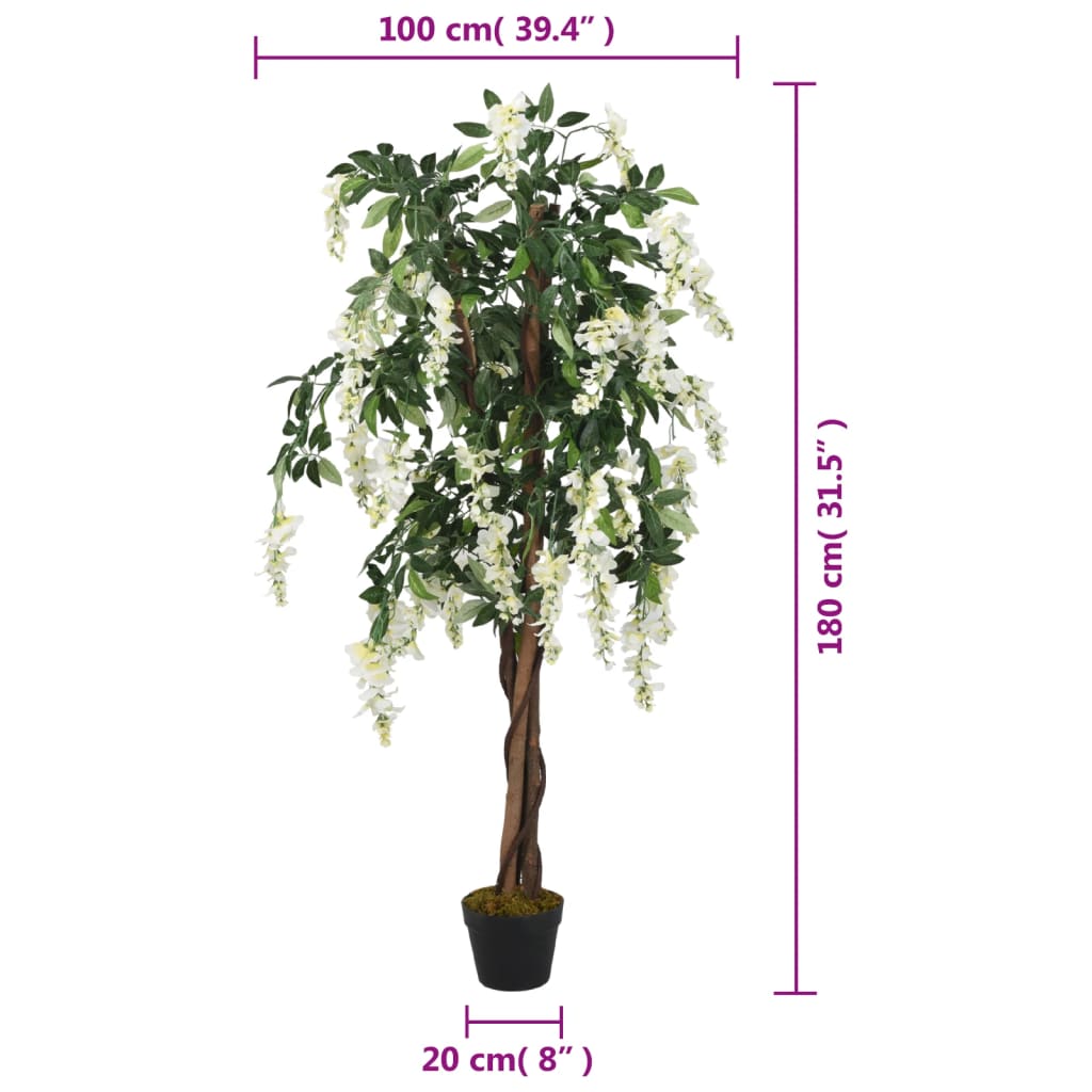 Arbore Artificial Wisteria 1260 Frunze Verde Și Alb