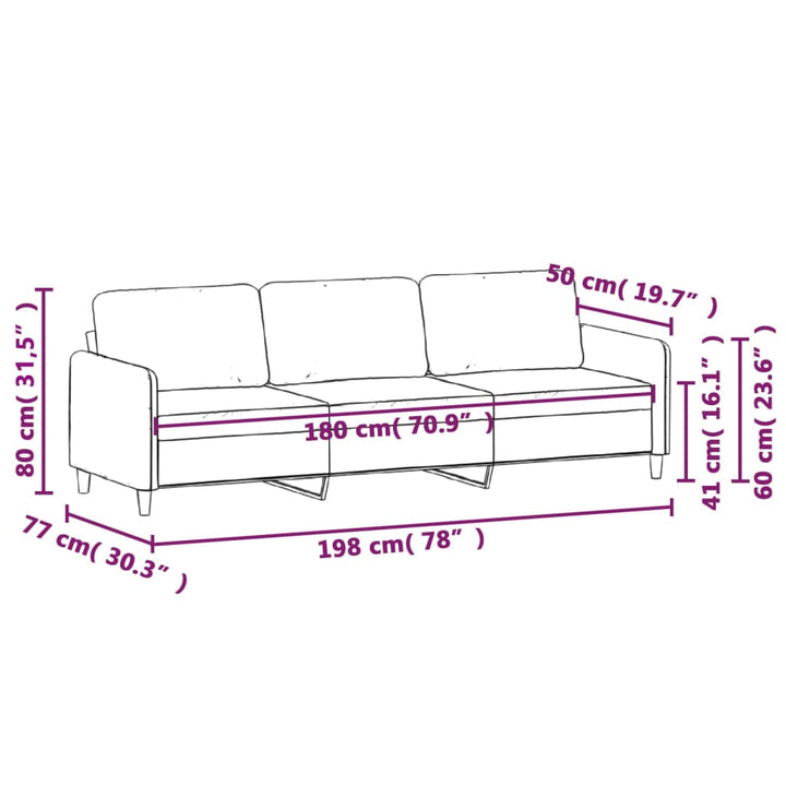 Canapea Cu 3 Locuri, , , Material Textil