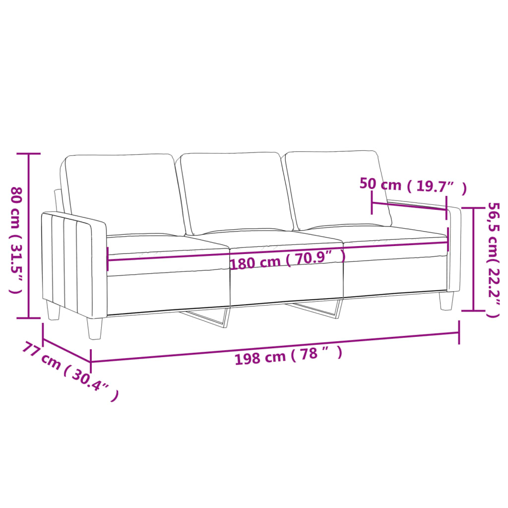Canapea Cu 3 Locuri, , , Material Textil