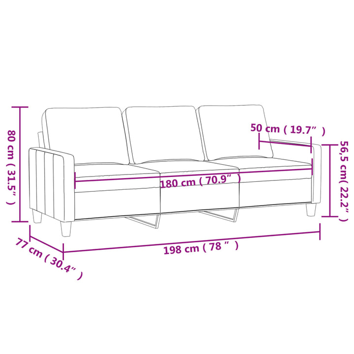 Canapea Cu 3 Locuri, , , Material Textil