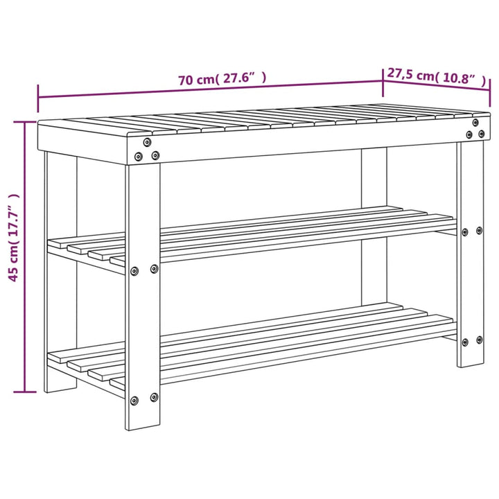 Suport De Pantofi Cu 3 Niveluri, 70X27,5X45 Cm, Bambus