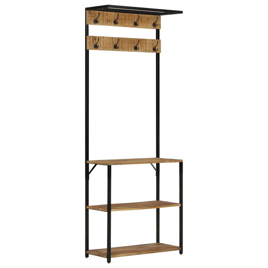 Cuier De Haine Cu Pantofar, 68X30X182 Cm, Lemn Masiv Mango Brut