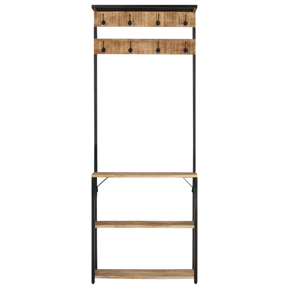 Cuier De Haine Cu Pantofar, 68X30X182 Cm, Lemn Masiv Mango Brut