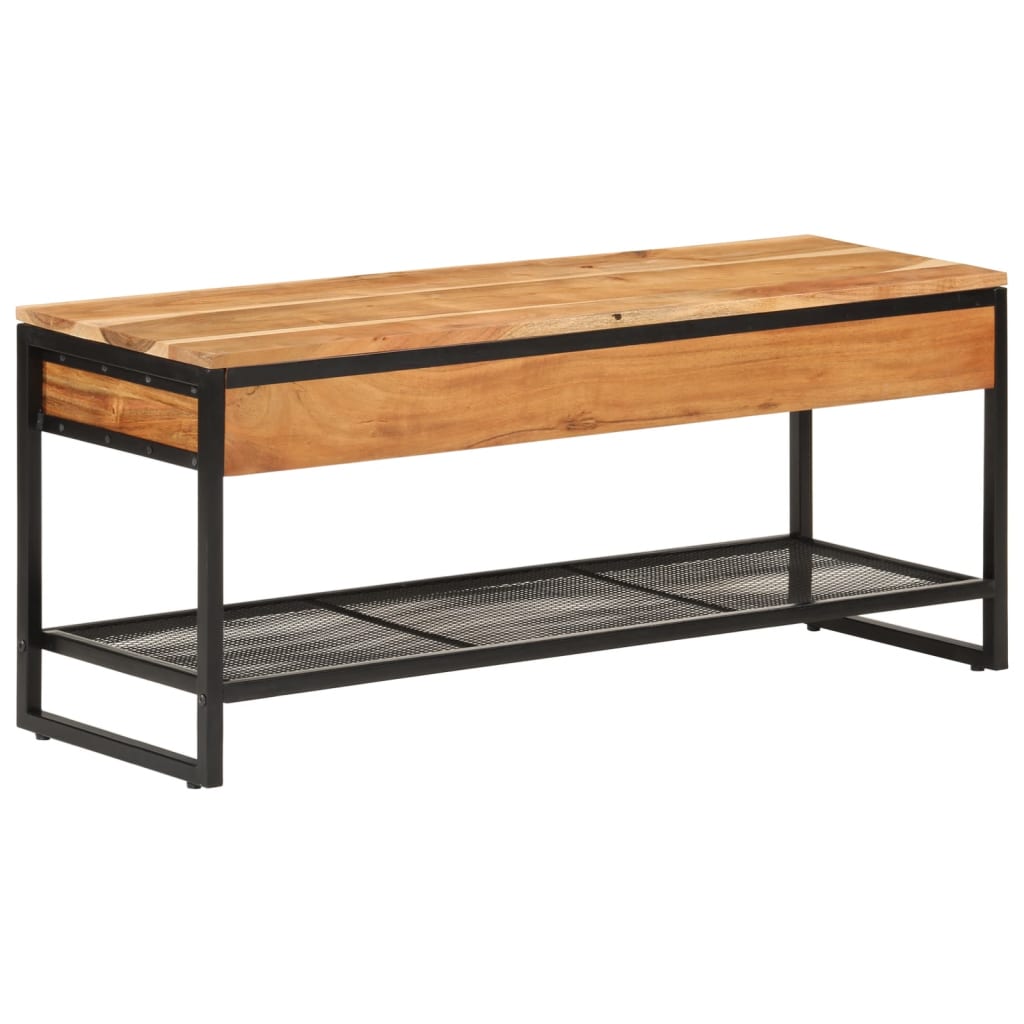 Bancă De Pantofi, 110X35X45 Cm, Lemn Masiv De Acacia Și Fier