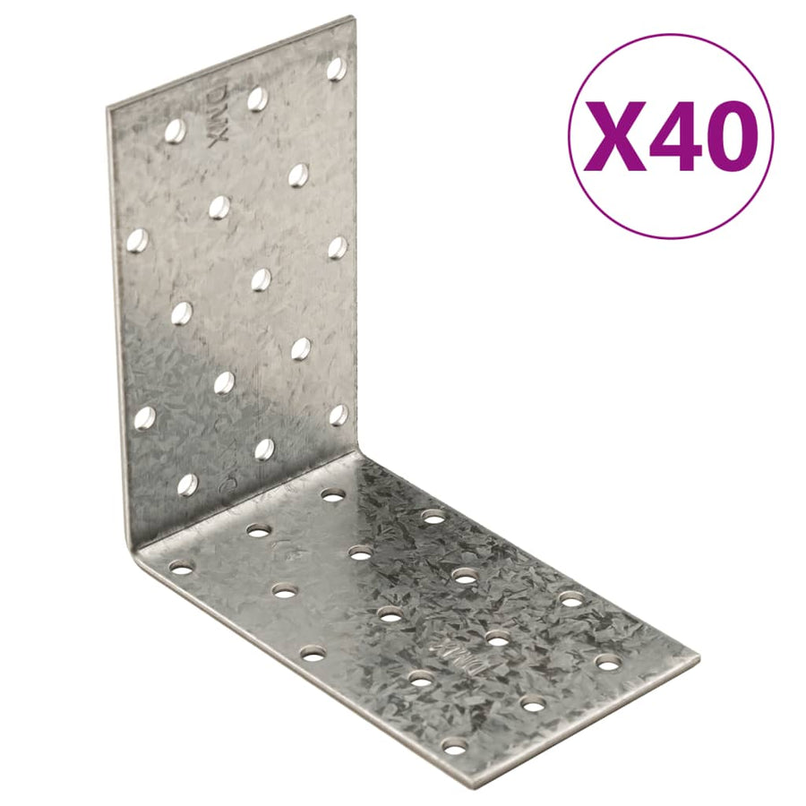Suporturi Unghiulare 40 Buc. 2 Mm Oțel Galvanizat