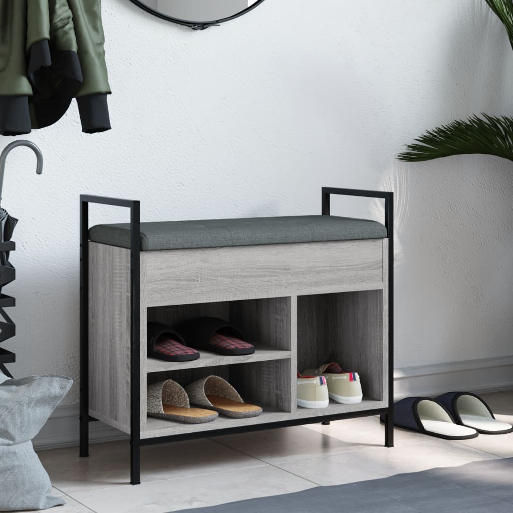 Bancă De Pantofi, Gri Sonoma, 65,5X32X57,5 Cm, Lemn Prelucrat