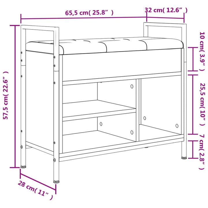 Bancă De Pantofi, Gri Sonoma, 65,5X32X57,5 Cm, Lemn Prelucrat