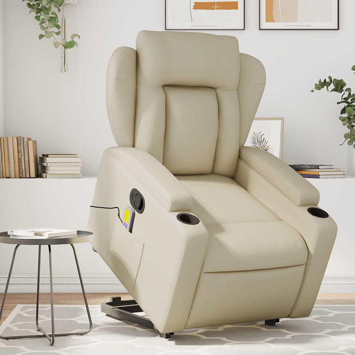 Vixl Fotoliu Masaj Rabatabil Electric Cu Ridicare, , Piele Eco