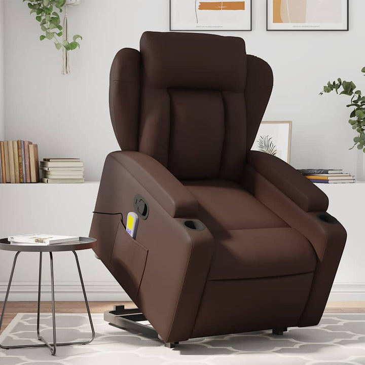 Vixl Fotoliu Masaj Rabatabil Electric Cu Ridicare, , Piele Eco