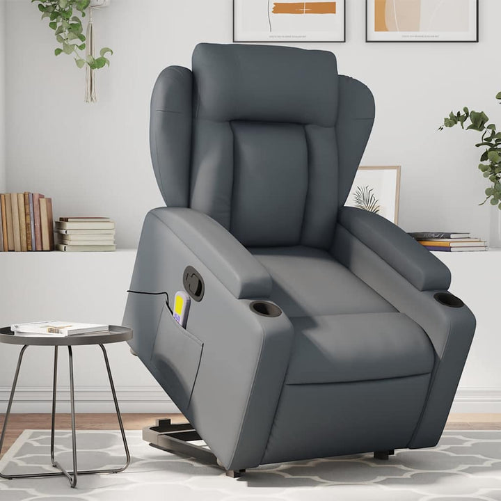 Vixl Fotoliu Masaj Rabatabil Electric Cu Ridicare, , Piele Eco