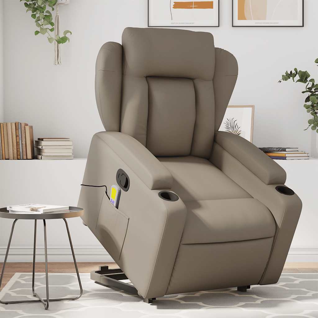 Vixl Fotoliu Masaj Rabatabil Electric Cu Ridicare, , Piele Eco