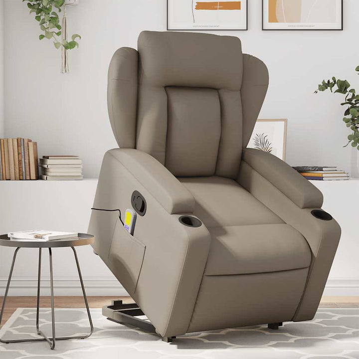 Vixl Fotoliu Masaj Rabatabil Electric Cu Ridicare, , Piele Eco