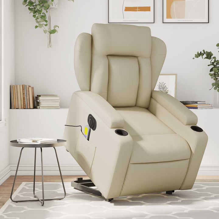 Vixl Fotoliu Masaj Rabatabil Electric Cu Ridicare, , Piele Eco