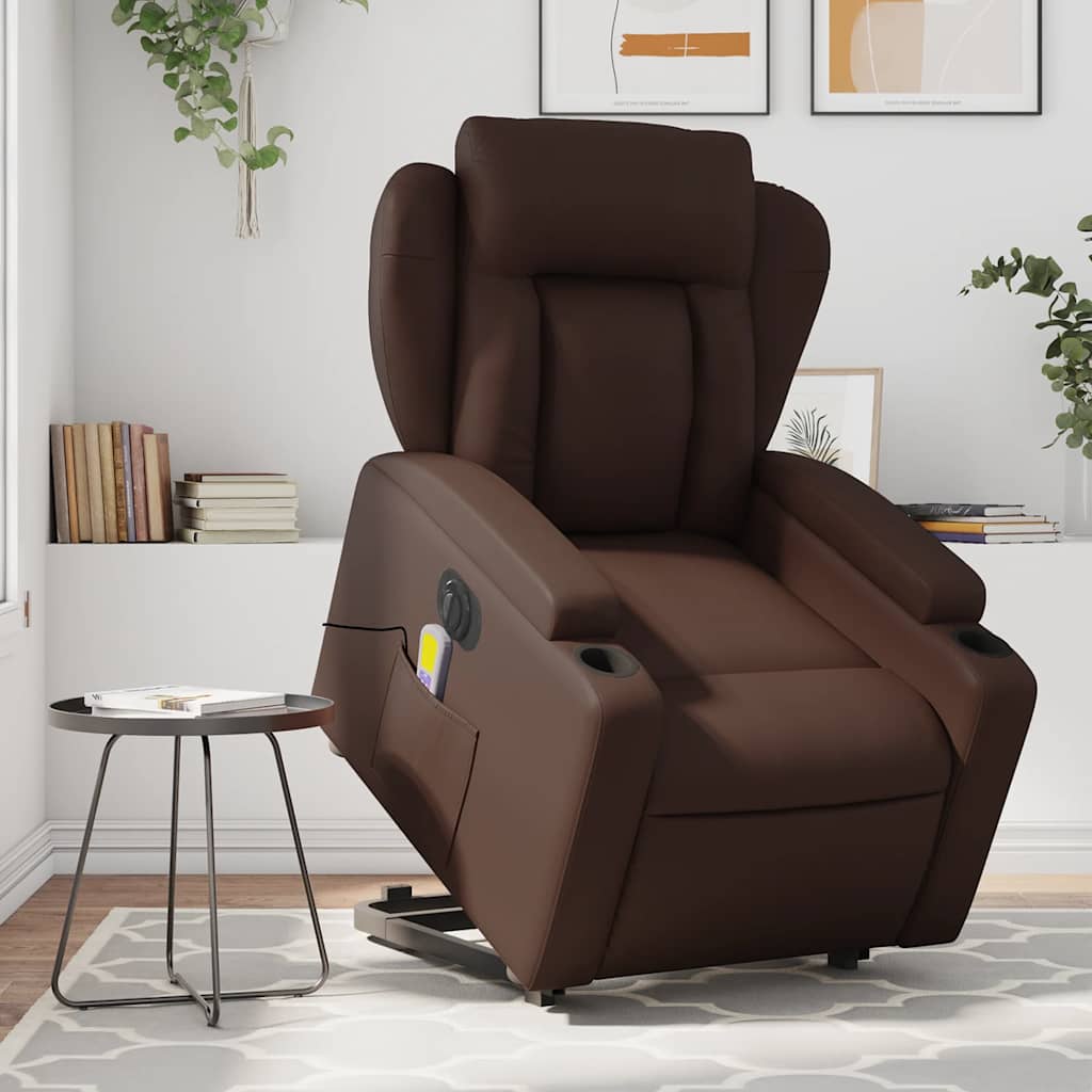 Vixl Fotoliu Masaj Rabatabil Electric Cu Ridicare, , Piele Eco