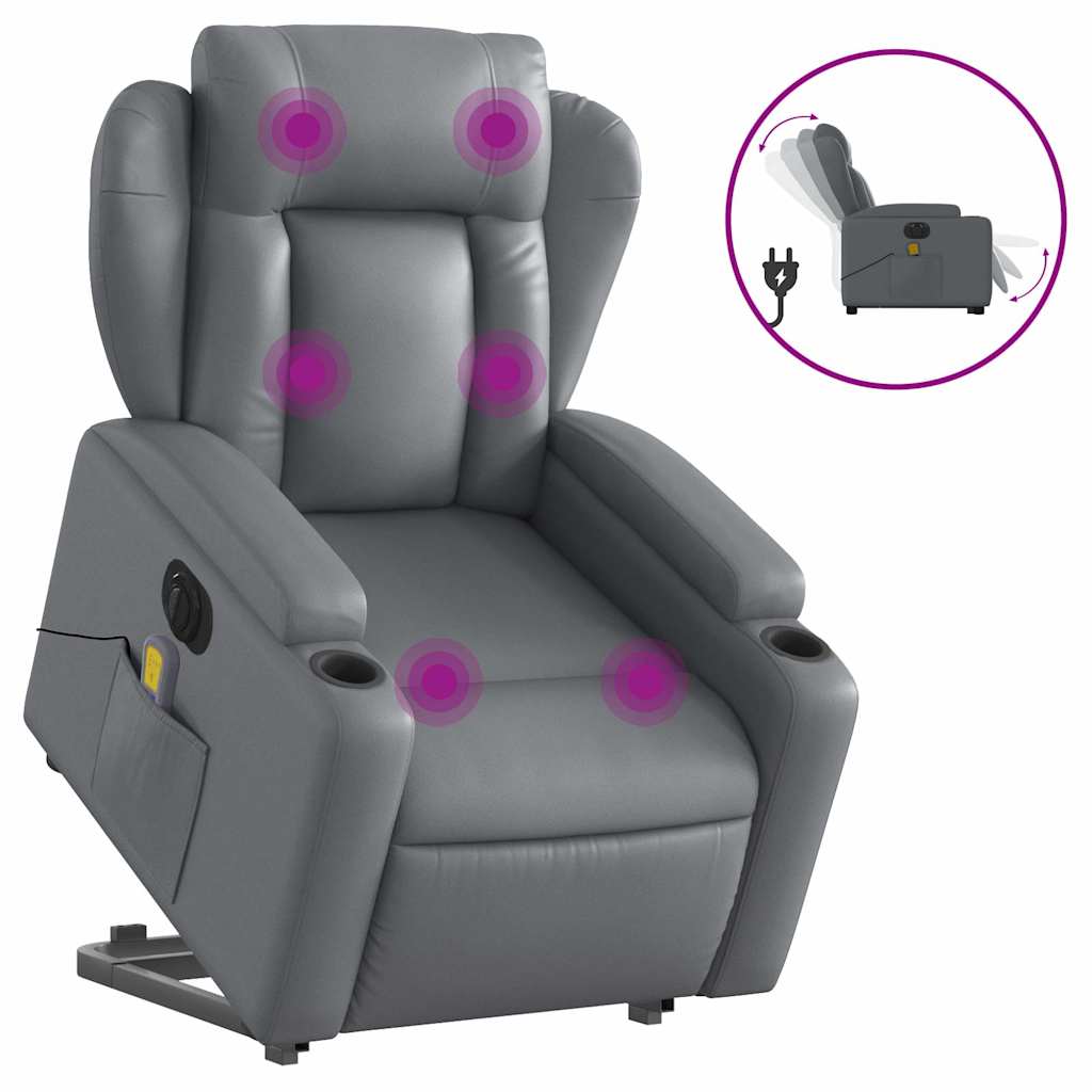 Vixl Fotoliu Masaj Rabatabil Electric Cu Ridicare, , Piele Eco