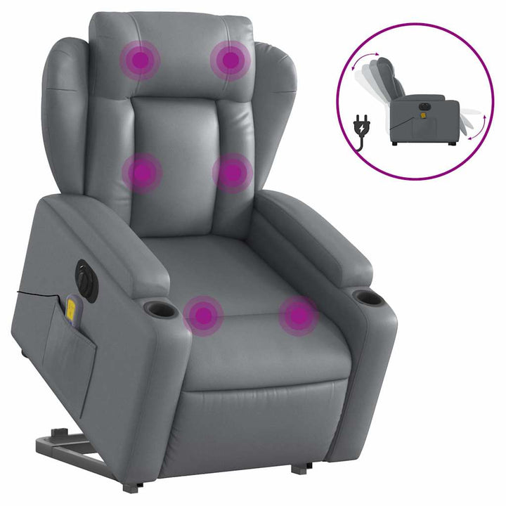 Vixl Fotoliu Masaj Rabatabil Electric Cu Ridicare, , Piele Eco