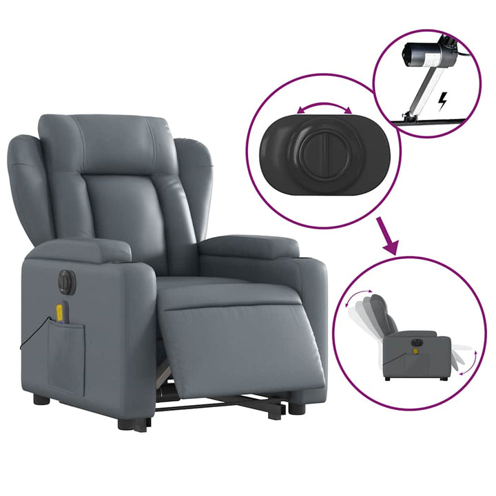 Vixl Fotoliu Masaj Rabatabil Electric Cu Ridicare, , Piele Eco