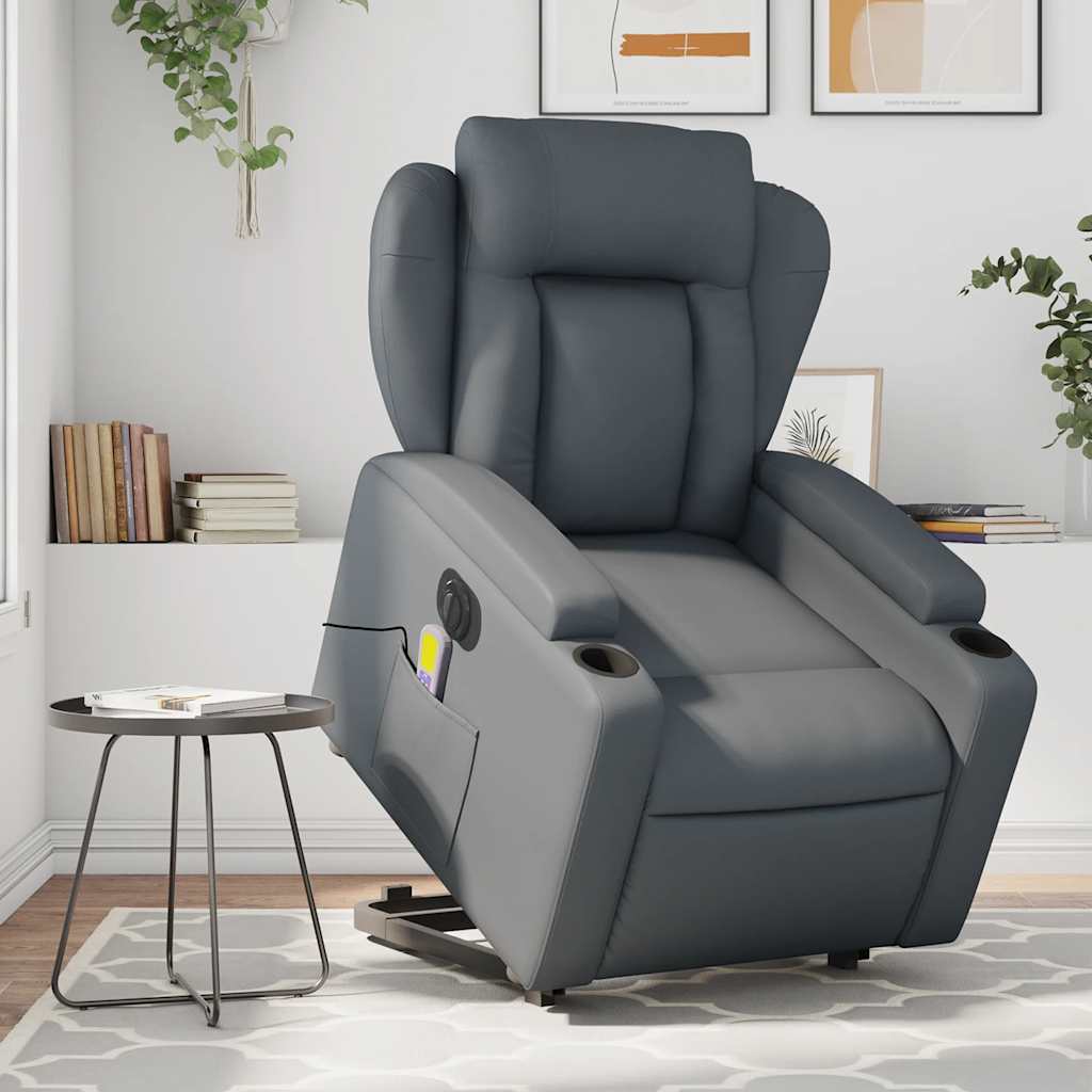 Vixl Fotoliu Masaj Rabatabil Electric Cu Ridicare, , Piele Eco