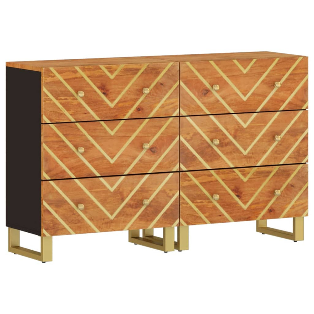 Dulapuri Lateral, 2 Buc., Maro/Negru, 60X33,5X75 Cm, Lemn Mango