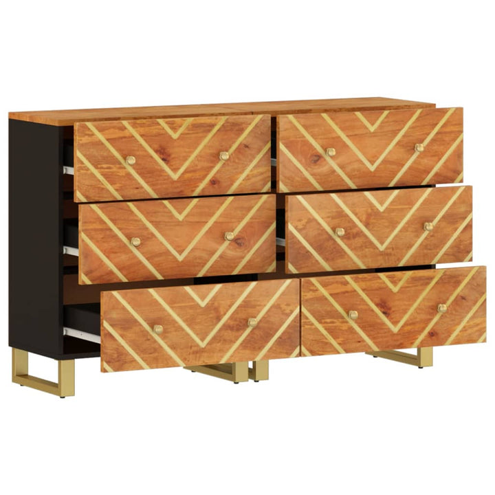 Dulapuri Lateral, 2 Buc., Maro/Negru, 60X33,5X75 Cm, Lemn Mango