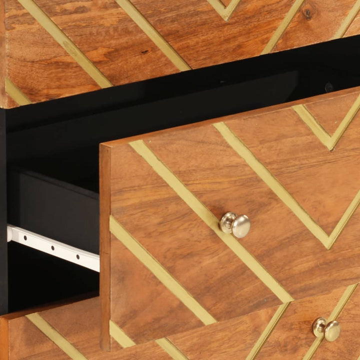 Dulapuri Lateral, 2 Buc., Maro/Negru, 60X33,5X75 Cm, Lemn Mango