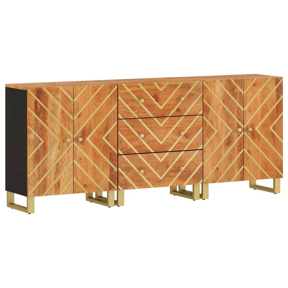 Dulapuri Lateral, 3 Buc., Maro/Negru, 60X33,5X75 Cm, Lemn Mango