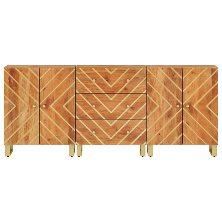 Dulapuri Lateral, 3 Buc., Maro/Negru, 60X33,5X75 Cm, Lemn Mango