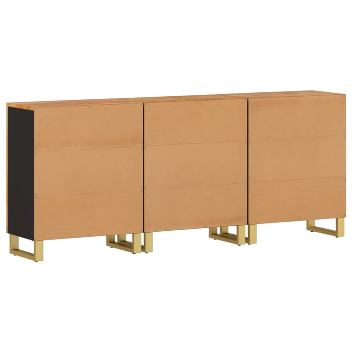Dulapuri Lateral, 3 Buc., Maro/Negru, 60X33,5X75 Cm, Lemn Mango