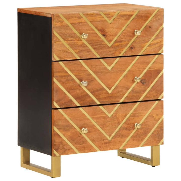 Dulapuri Lateral, 3 Buc., Maro/Negru, 60X33,5X75 Cm, Lemn Mango