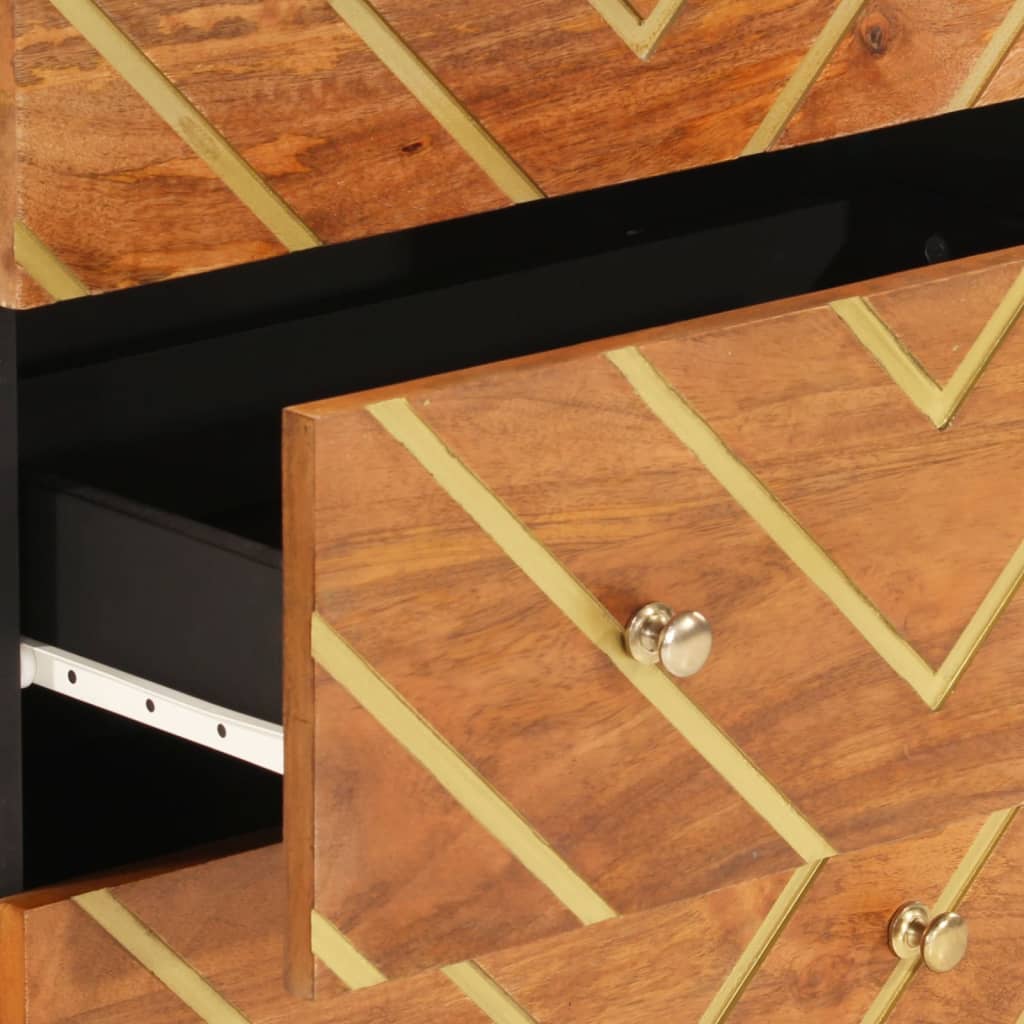 Dulapuri Lateral, 3 Buc., Maro/Negru, 60X33,5X75 Cm, Lemn Mango
