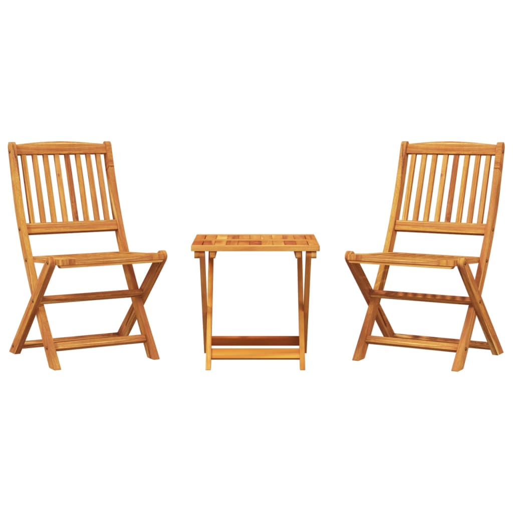 Set Mobilier Grădină Pliabil, 3 Piese, Lemn Masiv Acacia