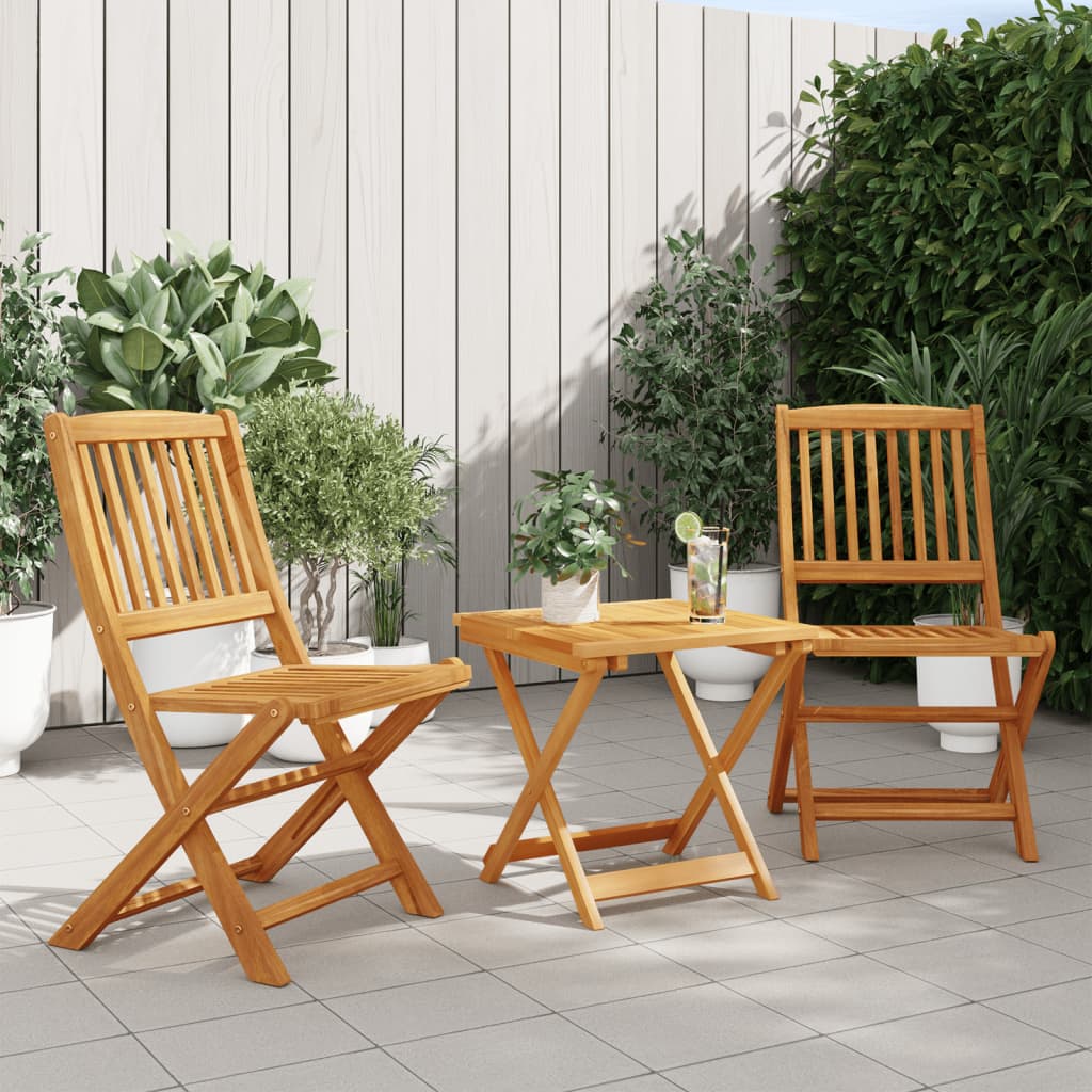 Set Mobilier Grădină Pliabil, 3 Piese, Lemn Masiv Acacia