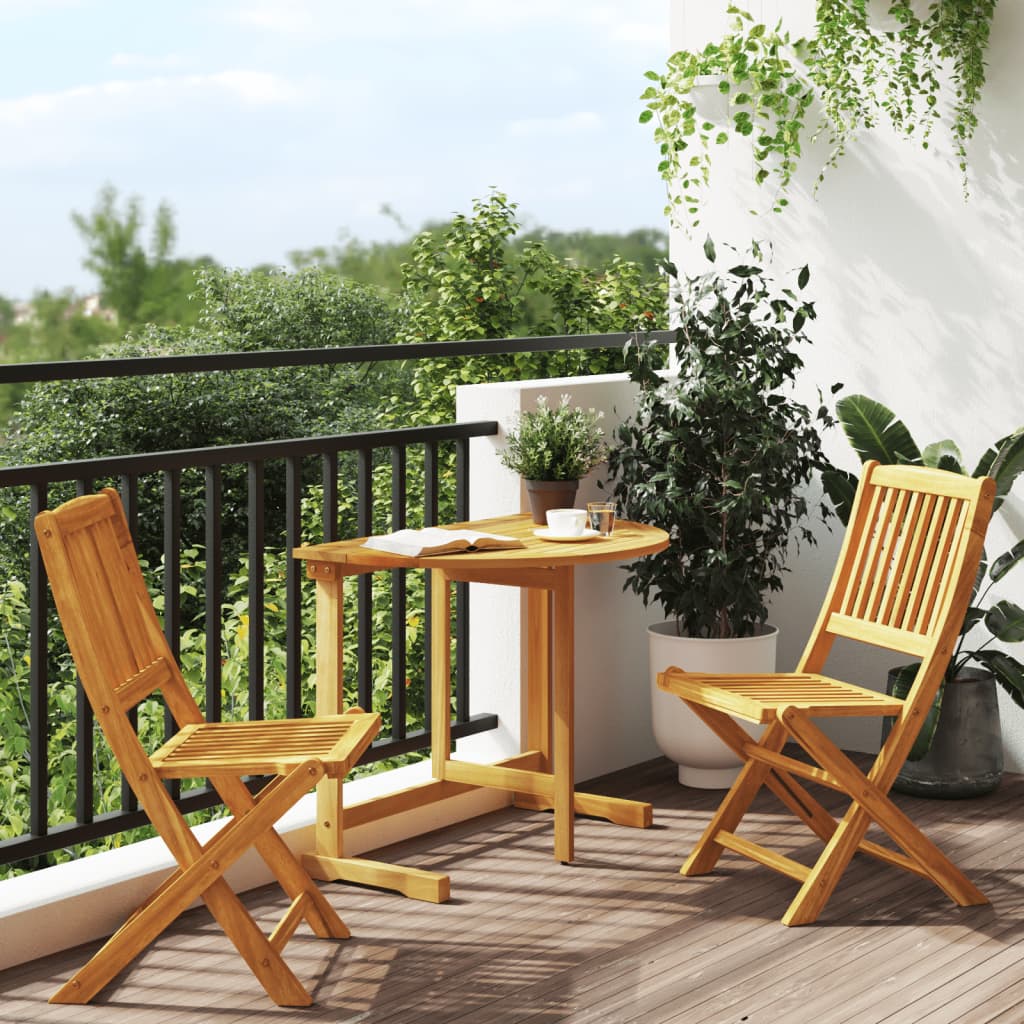 Set Mobilier Grădină Pliabil, 3 Piese, Lemn Masiv Acacia