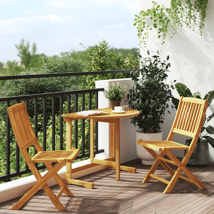 Set Mobilier Grădină Pliabil, 3 Piese, Lemn Masiv Acacia