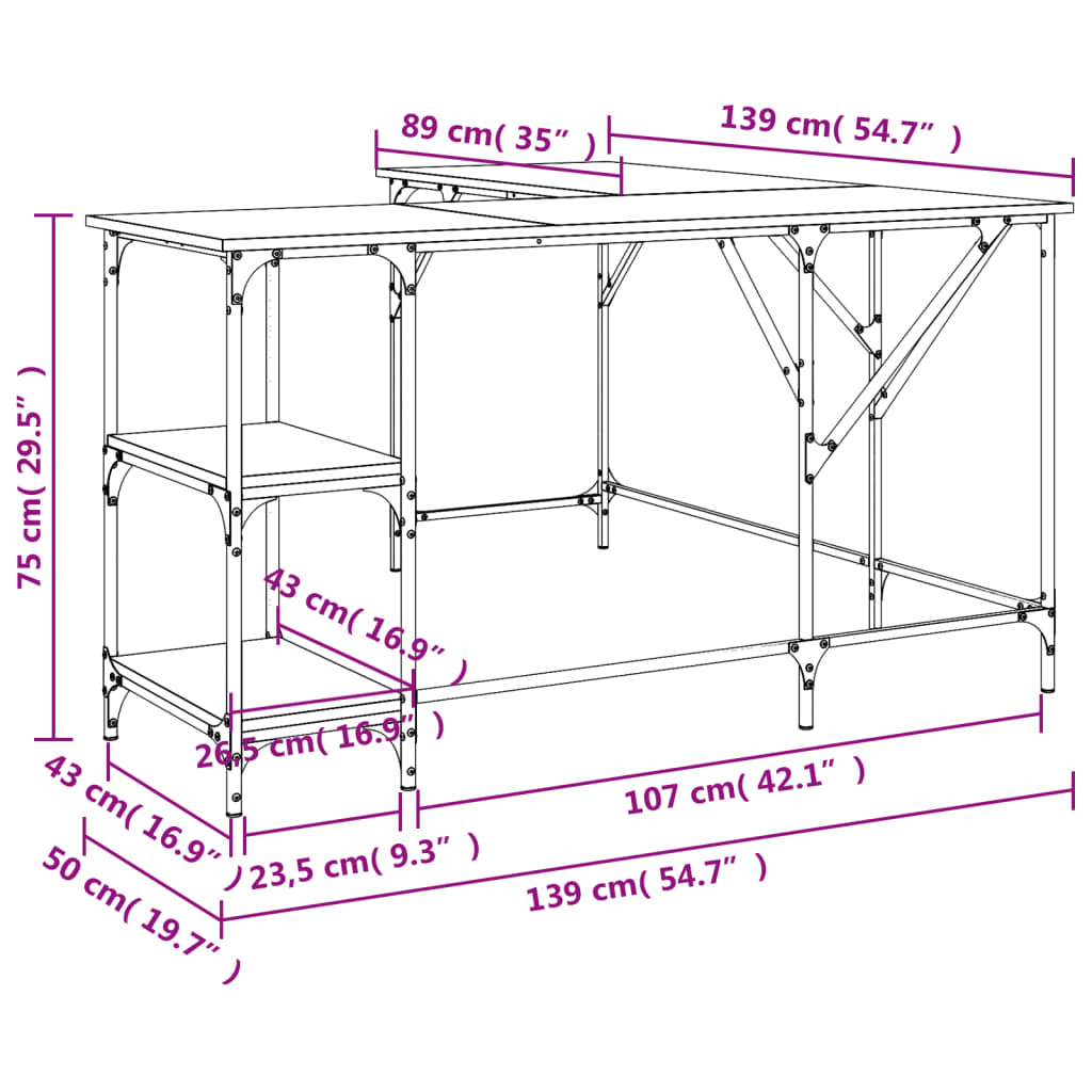 Birou, , 139X139X75 Cm, Lemn Prelucrat