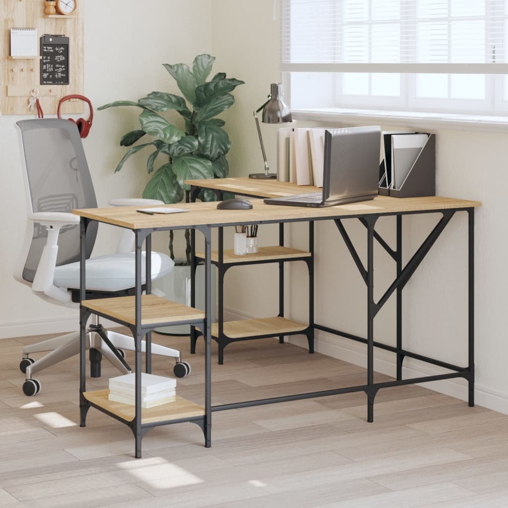 Birou, Gri Sonoma, 139X139X75 Cm, Lemn Prelucrat