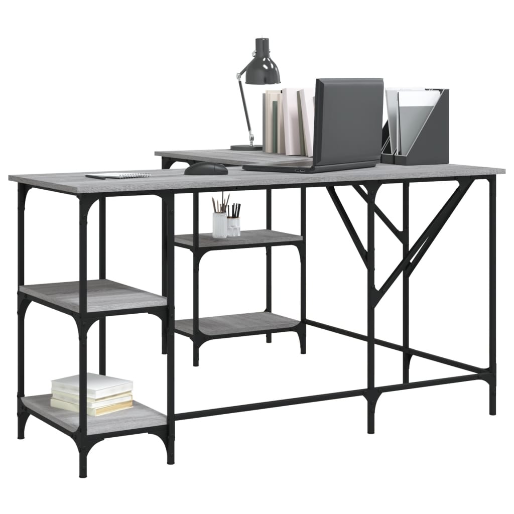 Birou, Gri Sonoma, 139X139X75 Cm, Lemn Prelucrat