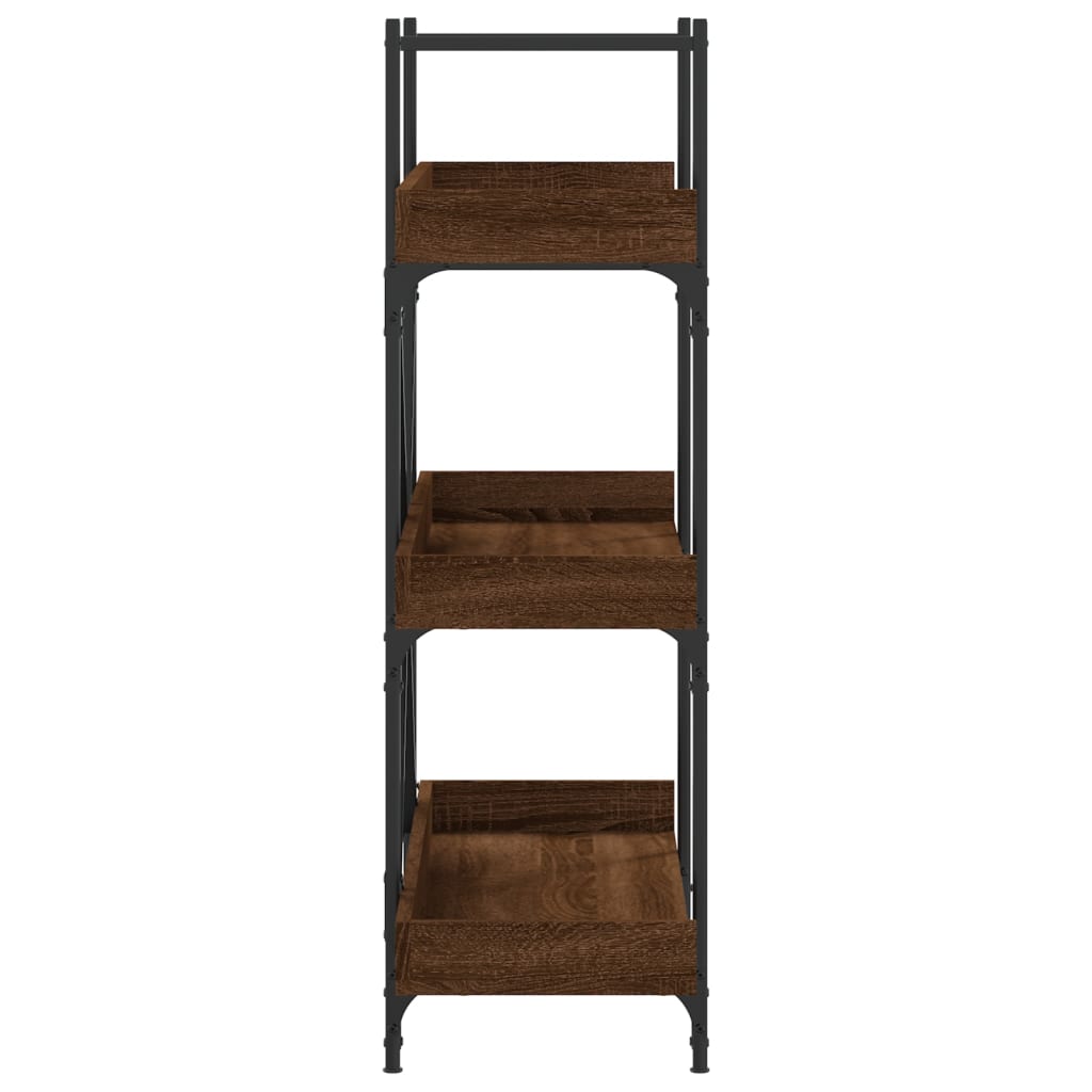 Bibliotecă 3 Niveluri Stejar Maro 100X33X108,5Cm Lemn Prelucrat