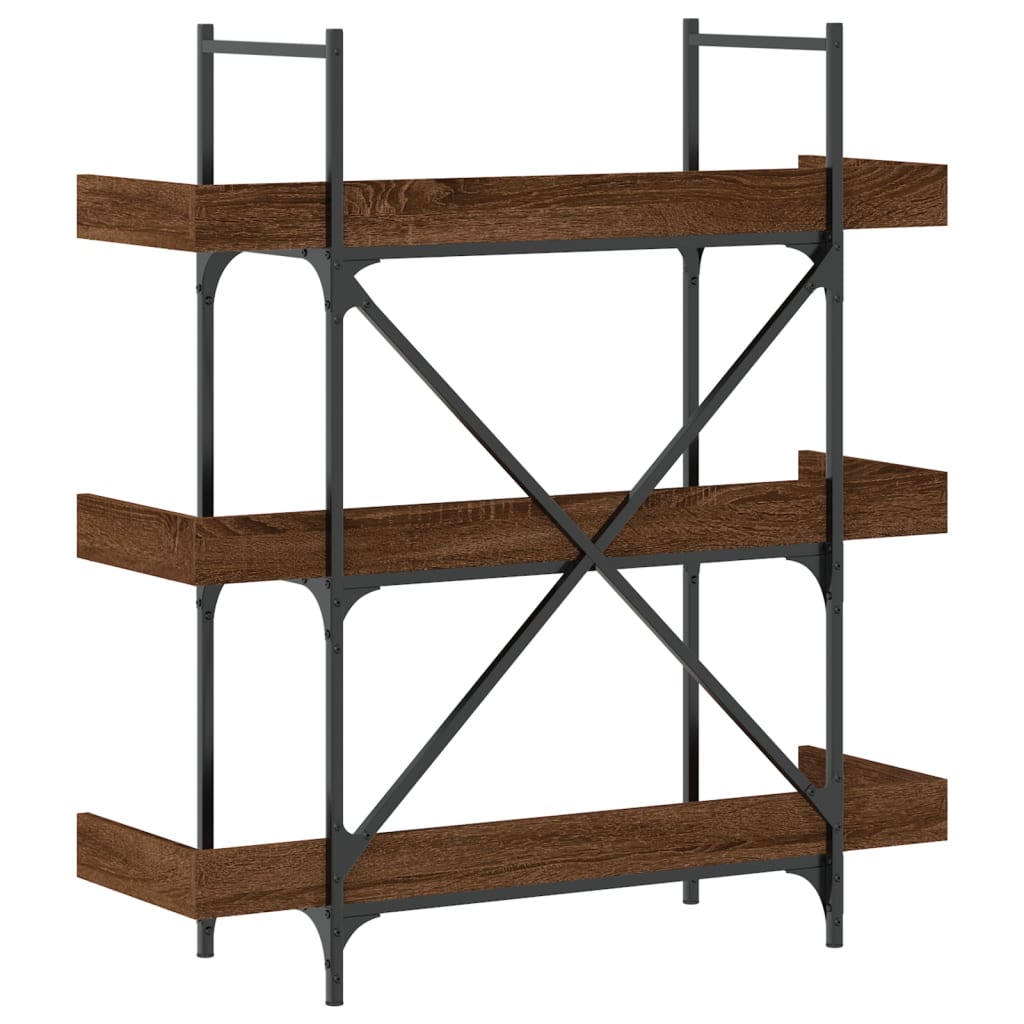 Bibliotecă 3 Niveluri Stejar Maro 100X33X108,5Cm Lemn Prelucrat