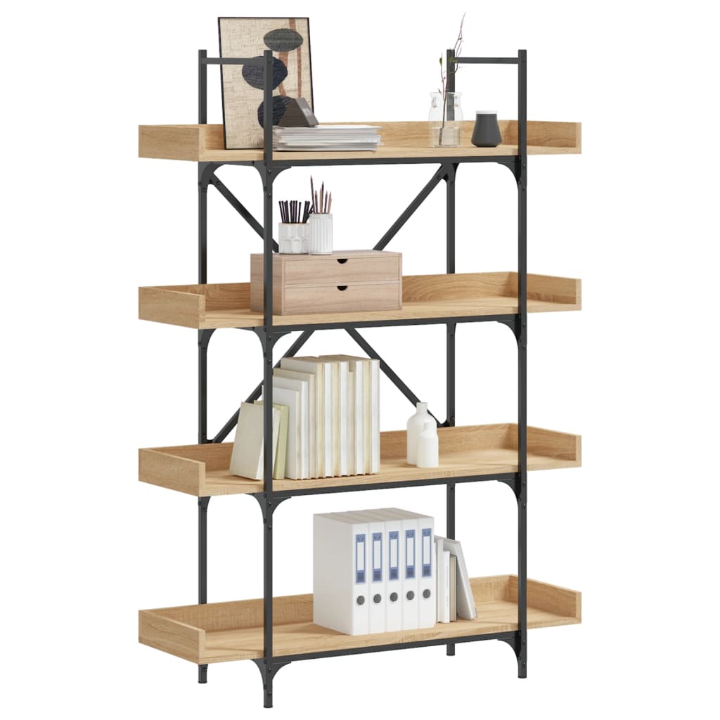 Bibliotecă 3 Niveluri Stejar Maro 100X33X108,5Cm Lemn Prelucrat