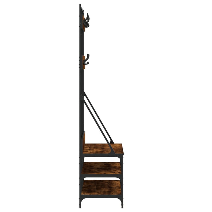 Suport De Haine Cu Raft De Pantofi Stejar Fumuriu, 100X40X184Cm