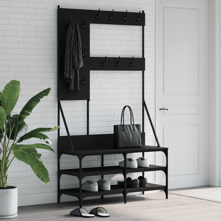 Suport De Haine Cu Raft De Pantofi Stejar Fumuriu, 100X40X184Cm