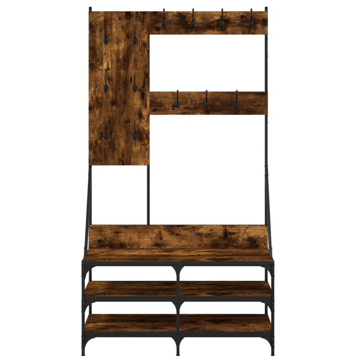 Suport De Haine Cu Raft De Pantofi Stejar Fumuriu, 100X40X184Cm