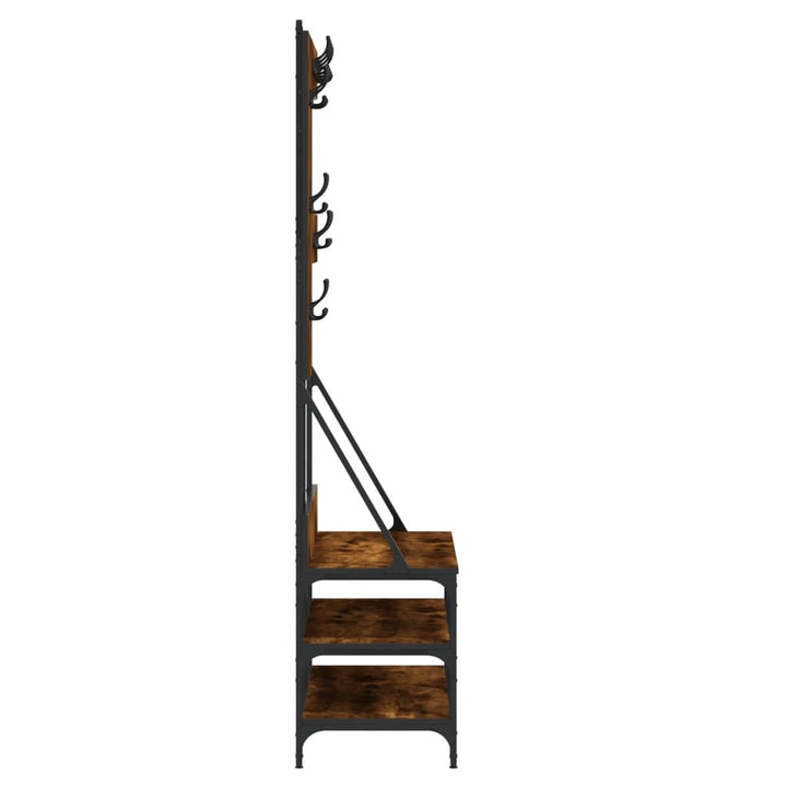 Suport De Haine Cu Raft De Pantofi Stejar Fumuriu, 100X40X184Cm