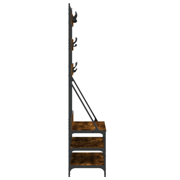 Suport De Haine Cu Raft De Pantofi Stejar Fumuriu, 100X40X184Cm