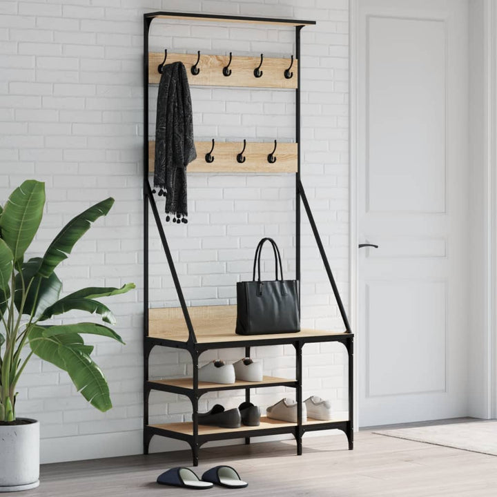 Suport De Haine Cu Raft Pantofi, Stejar Maro, 80X40X184 Cm