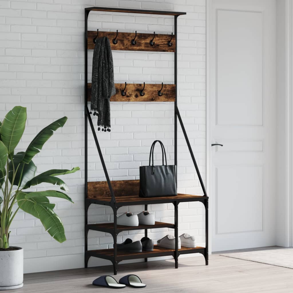 Suport De Haine Cu Raft Pantofi, Stejar Maro, 80X40X184 Cm