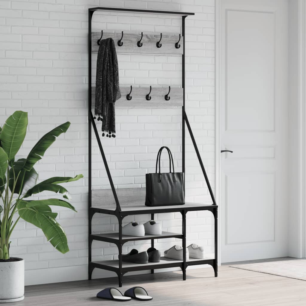 Suport De Haine Cu Raft Pantofi, Stejar Maro, 80X40X184 Cm